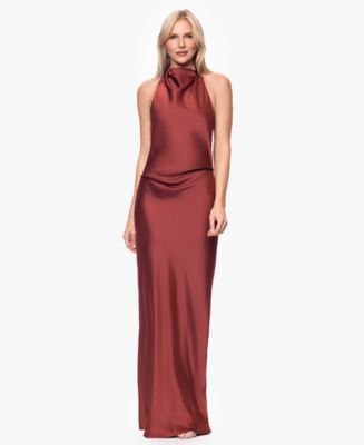 halter cowl neck dress Lady Black Tie - Tyra Maxi atop a chic A Sleek Tonight Cowl Neck Halter