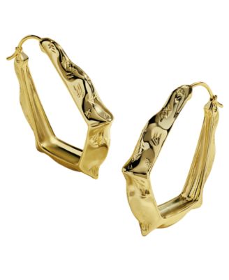 14k Gold Over Brass Adriana Scallop Frame Hoop Earrings