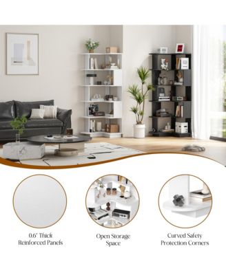 5-Tier Corner Bookshelf - L-Shaped Freestanding Bookcase, Storage Shelf & Display Stand for Living Room, Home Office