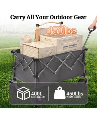 Convertible Folding Heavy Duty Wagon Cart - All-Terrain Wheels, Adjustable Handle, 450lbs Capacity for Camping, Garden and Outdoor Transport