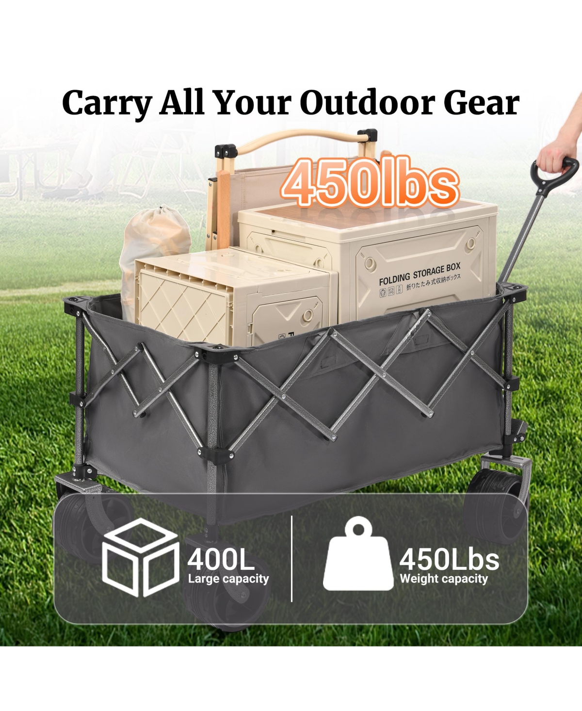 Rainsken Convertible Folding Heavy Duty Wagon Cart