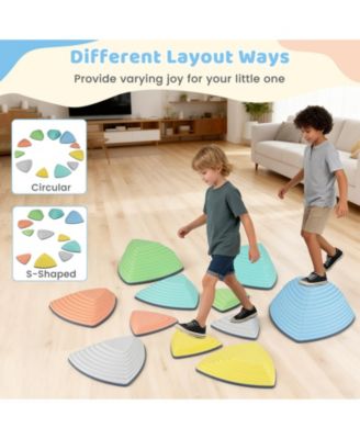 6-Piece Steppingstones for Kids, Non-Slip Balance Stones with Storage Bag