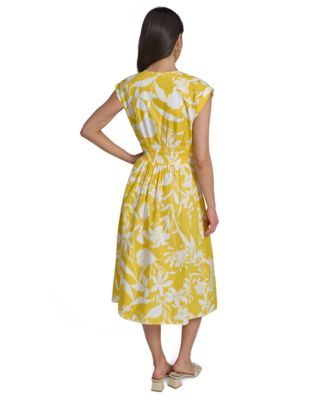 Women's Floral Smocked A-Line Midi Dress