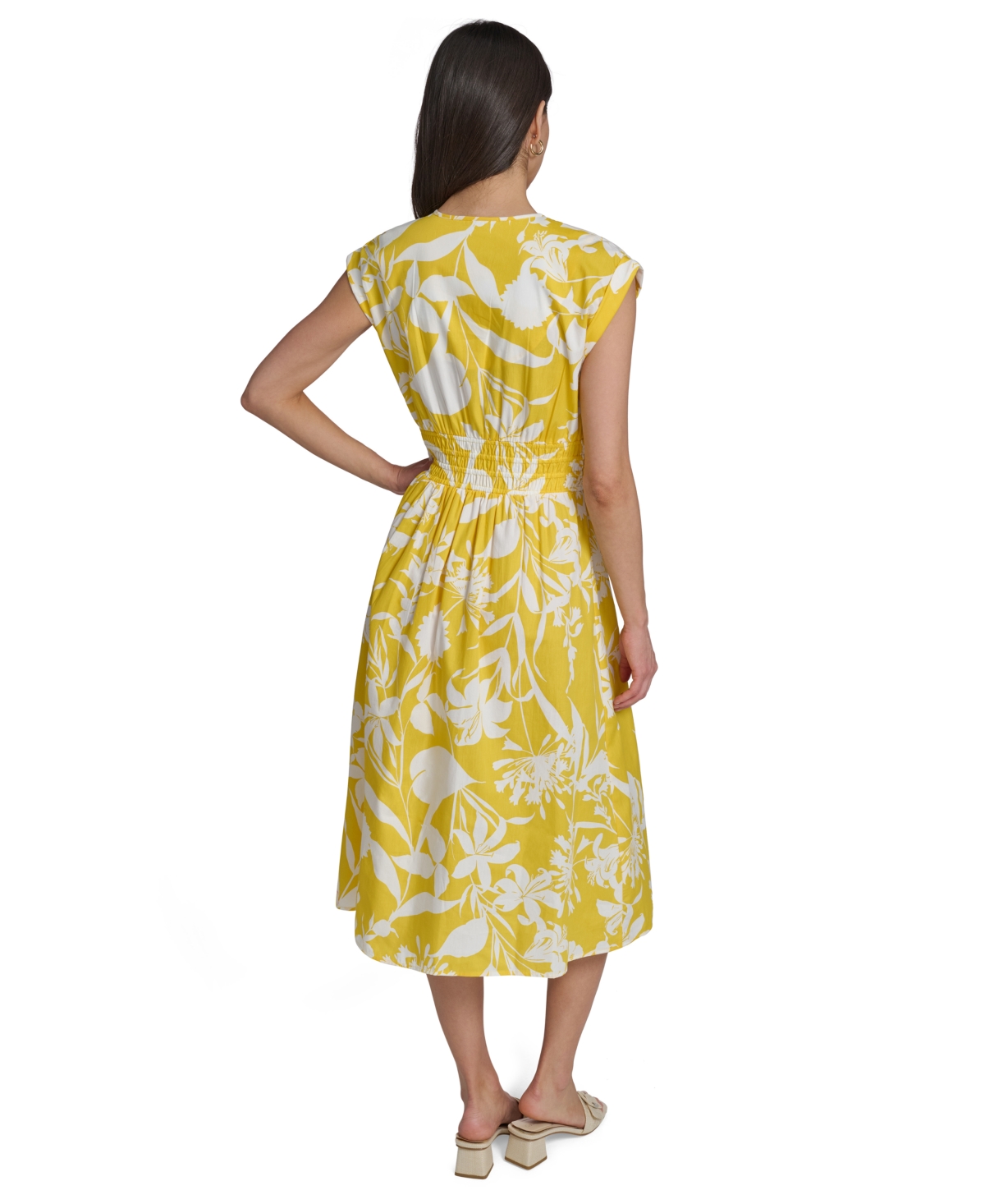 Calvin Klein Women's Floral Smocked A-Line Midi Dress
