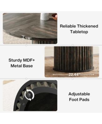 47.24-Inch Round Dining Table for 4-6 People, Modern Fluted MDF + Metal Base Kitchen Table