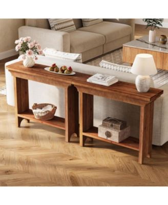 Solid Wood Console Table, 39.4" Entryway Table with Lower Shelf