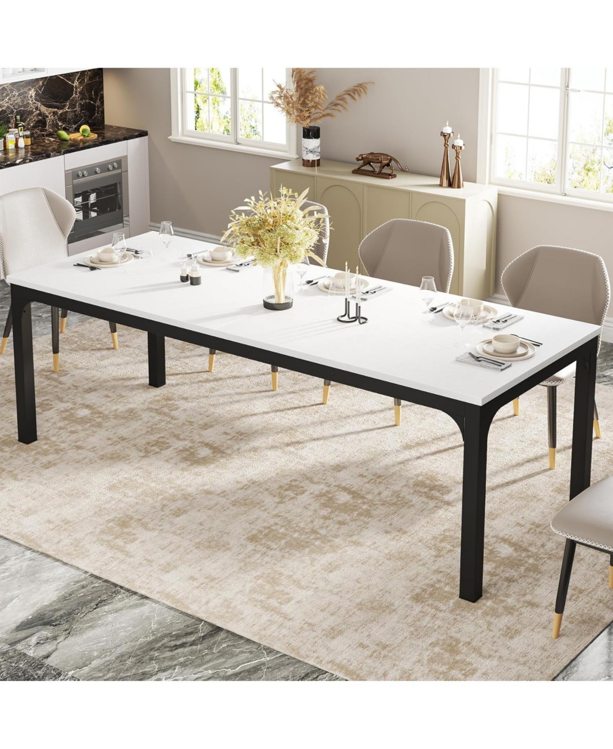 Tribesigns Dining Table for 6-8 People, 78-Inch Long Rectangular Dinner Table, 8 Seat