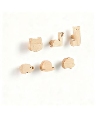 4-Piece Cartoon Animal Wooden Coat Hooks for Home Decoration