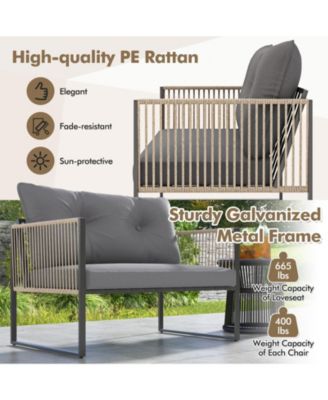 Set Of 8 Patio Furniture Set PE Rattan Conversation Sofa Set w/ Thick Cushions