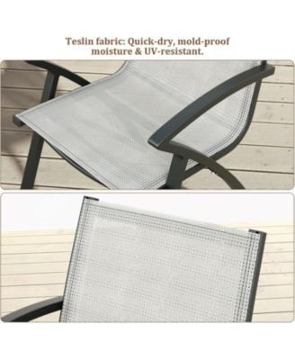 4PCS Modern Aluminum Outdoor Dining Chairs - Quick-Dry Textilene Fabric, Ergonomic Design for Patio, Poolside