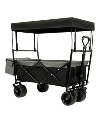 Collapsible Wagon with Canopy, Heavy Duty Utility Cart with All-Terrain Wheels, Large Capacity for Camping, Shopping and Garden