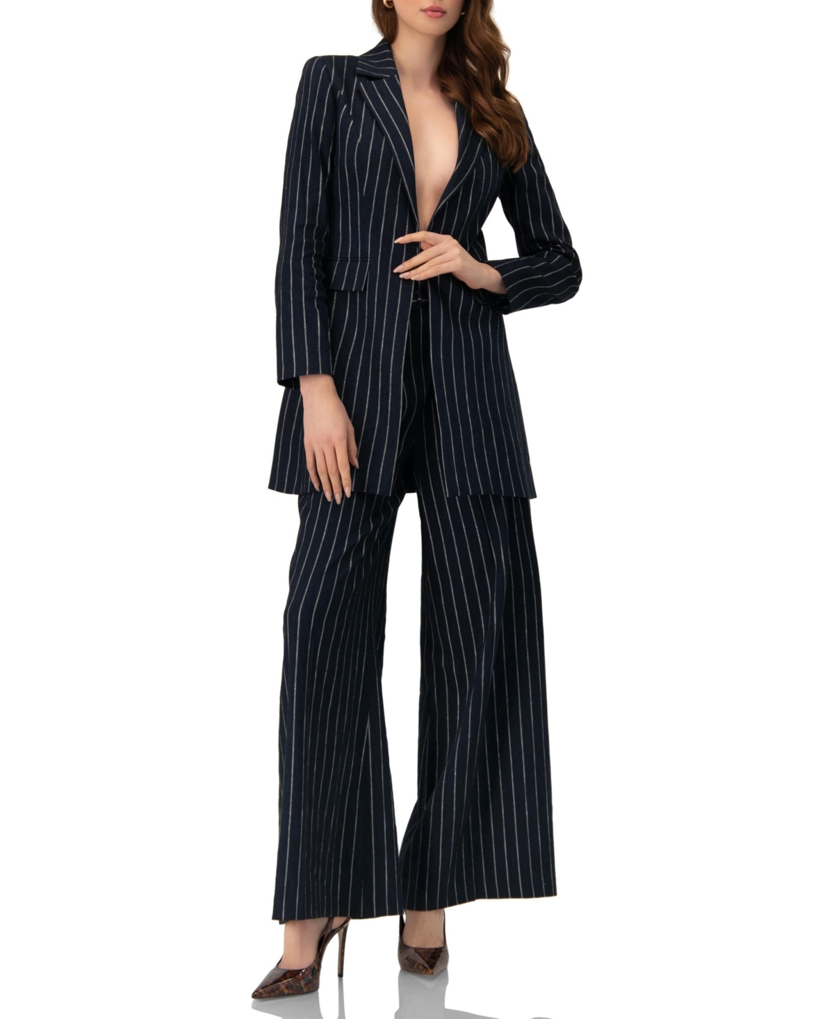 Ivonne Women's Striped Blazer with Patch Pockets
