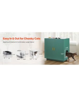 31.5" Hidden Litter Box Cabinet with Ventilated Doors - Wooden Cat Washroom End Table for Most Litter Boxes