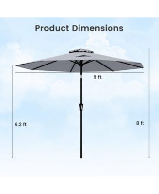 Patio Umbrella w/Push Button Tilt Crank Handle 8 Sturdy Ribs for Patio Garden