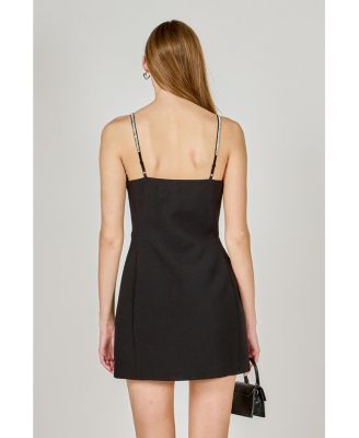 Women's Rhinestone Bow Mini Dress