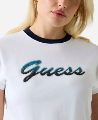 Women's Script Logo Crew Neck Crop T-Shirt