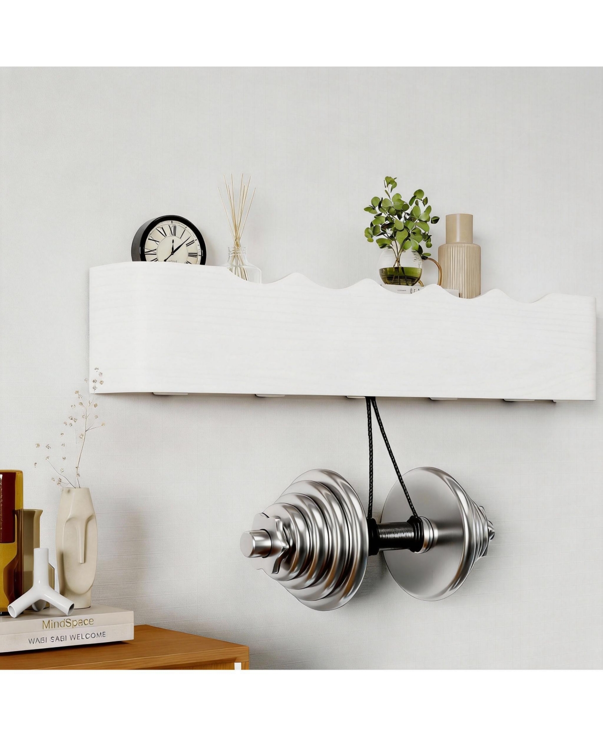 Yigii Solid Wood Wall Rack with Hooks for Coats, Hats, Bags, Towels - Decorative & Storage