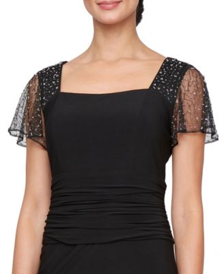 Women's Illusion Sleeve Long Dress