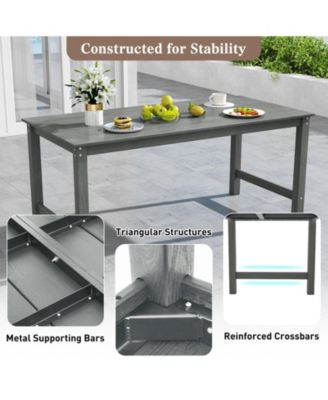 3PCS Dining Table Set w/ 2 BenchesPatio HDPE Weather Resistant Furniture Set