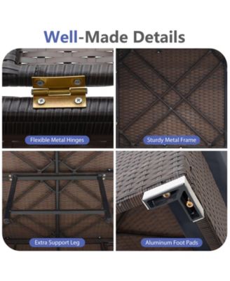 Patio Daybed PE Wicker Double Chaise Lounge Adjustable Backrests Outdoor