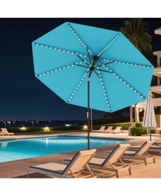 10 FT Solar Patio Umbrella w/96 Multi-colored LED Lights & 9 Modes Vented Top