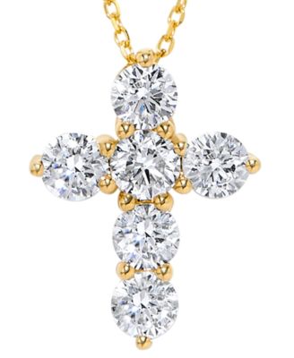 Diamond Cross Pendant Necklace (1 ct. t.w.) in 14k White Gold