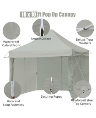 10x10 ft Pop-Up Gazebo with 4 Adjustable Heights & Folding Awning