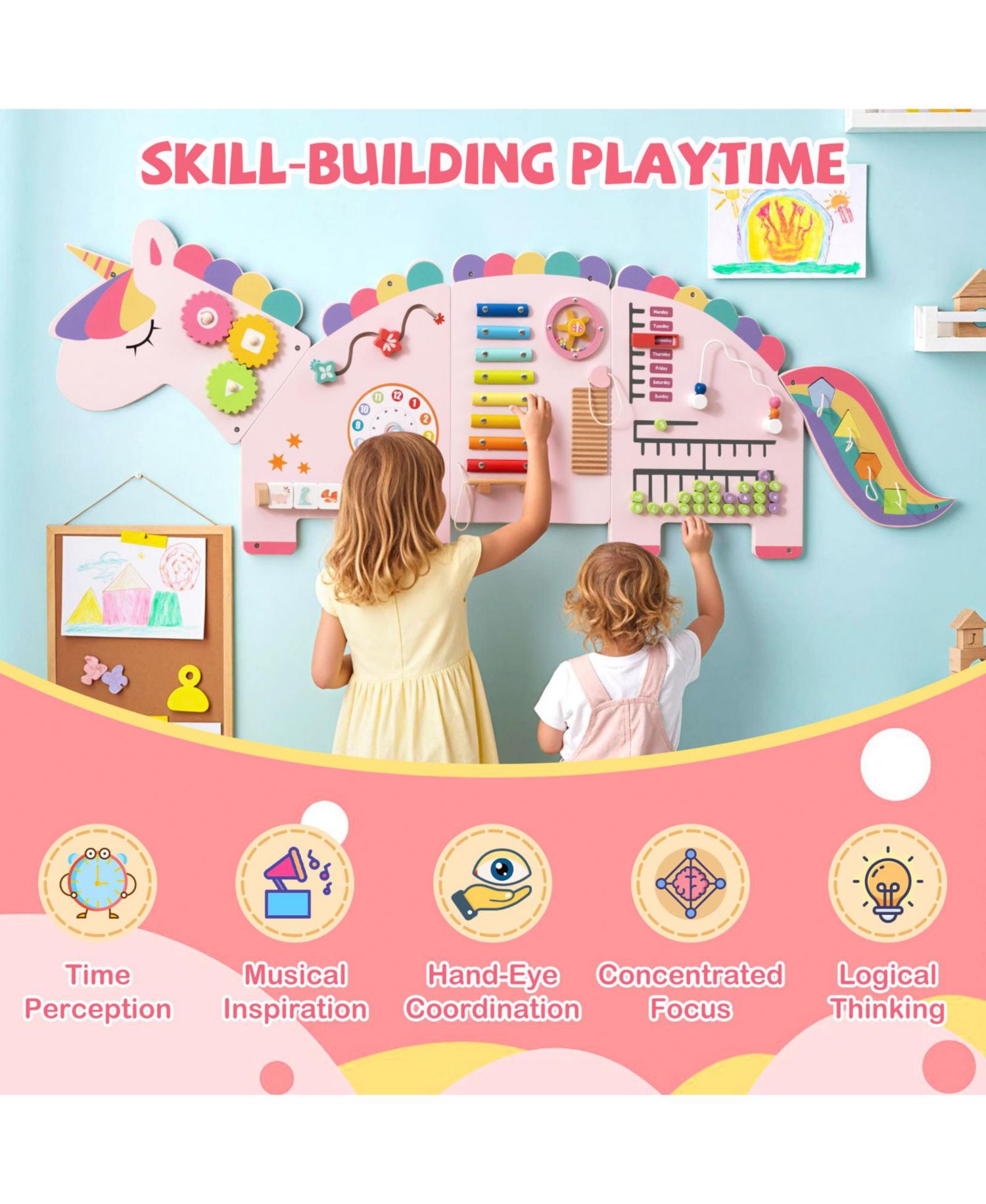 11-in-1 Montessori Wall-Mounted Busy Board