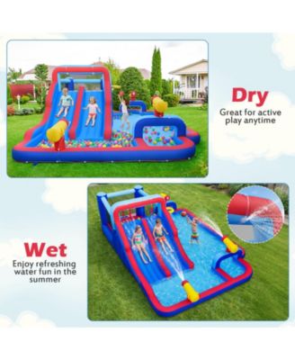 Inflatable Bounce House with 2 Water Slides & 3 Water Cannons, 680W Blower Included