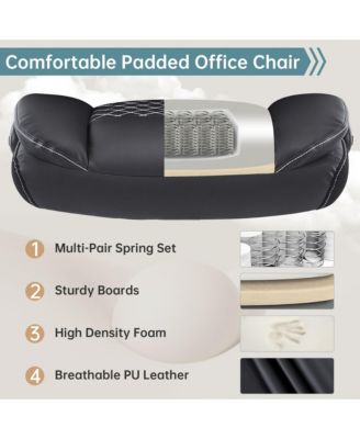Ergonomic Leather Office Chair with Flip-Up Armrests, Lumbar Support, Swivel & Rocking – Home Office Desk Chair