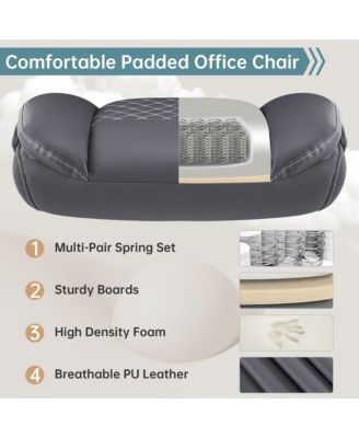 Ergonomic Leather Office Chair with Flip-Up Armrests, Lumbar Support, Swivel & Rocking – Home Office Desk Chair