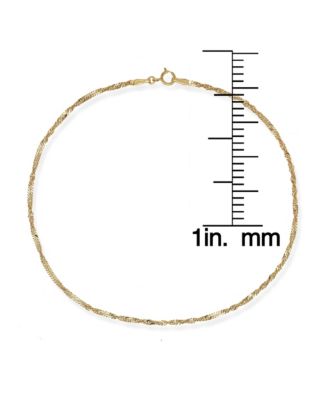 Solid 10k Gold 10 Inch 1.5mm Sparkle-Cut Singapore Chain Anklet