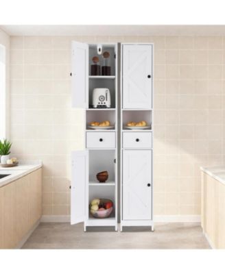 Tall Bathroom Cabinet, Freestanding with 2 Adjustable Shelves, Modern White Storage for Bathroom, Kitchen & Hallway