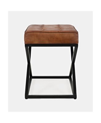 Global Archive Distressed Genuine Leather Ottoman Stool