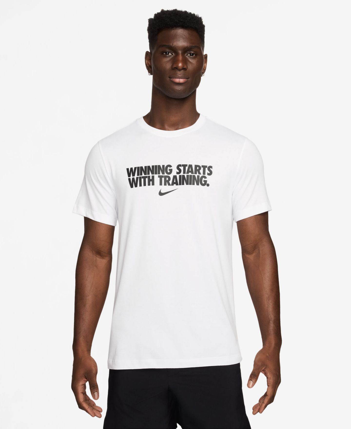 Мужская футболка Nike Dri-Fit Lightweight and Breathable, цвет: Белый / Чёрный — фото 1