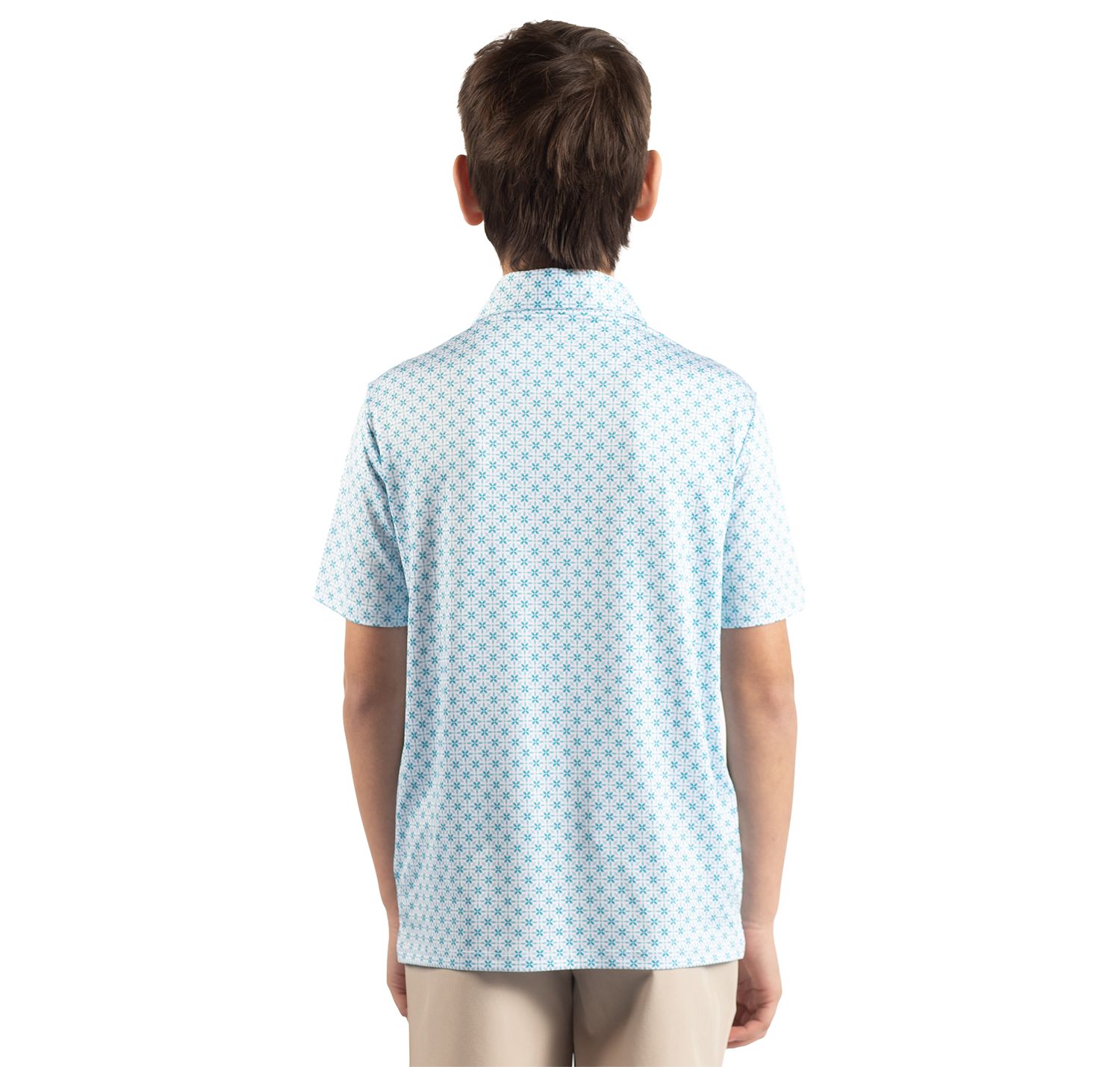 Boys Geo Floral Printed Performance Polo