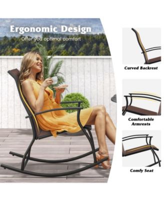 Set of 4 Outdoor Rocking Chair Patio Rocker w/ Breathable Fabric