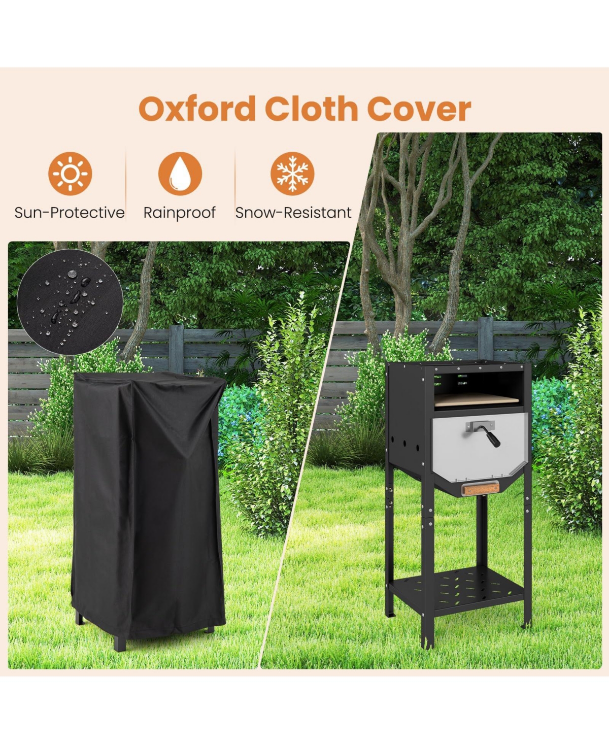 Ecooso 12" Outdoor Pizza Oven with Ash Tray & Wood Storage Compartment