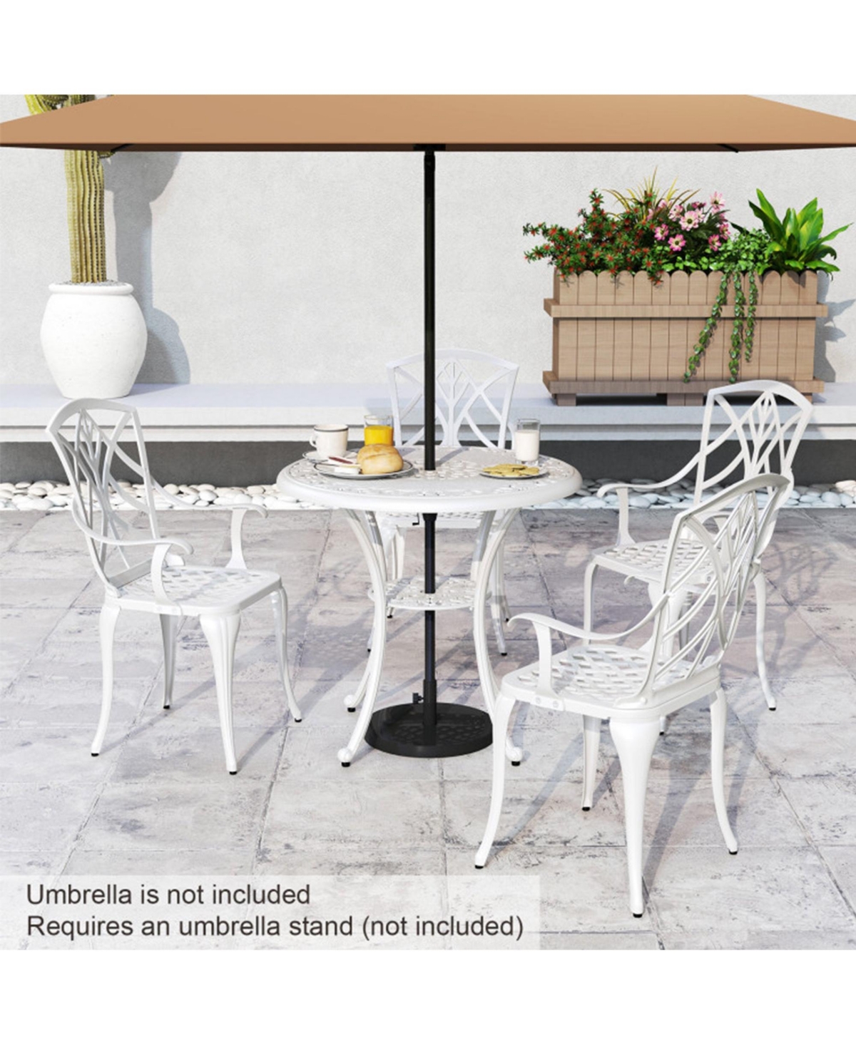 Clihome 31.5" Round Cast Aluminum Patio Table for 4 with 2" Umbrella Hole