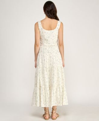 Juniors' Floral Sleeveless Top and Midi Skirt, 2-Piece Set