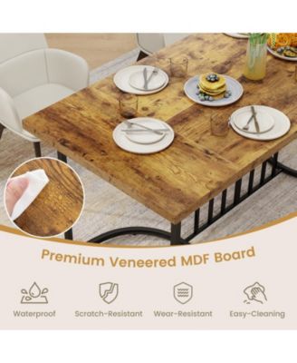 71 Inch Large Dining Table for 6-8 People Rectangular Wood Kitchen Table-Rustic