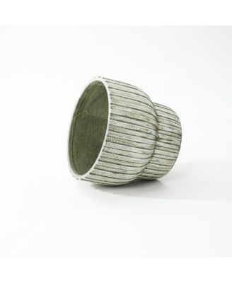 Vintage Distressed 13.4-Inch Tall Round Cement Planter