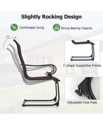 Patio Dining Chairs Set of 4 C-Spring Motion Patio Chairs w/ Metal Frame