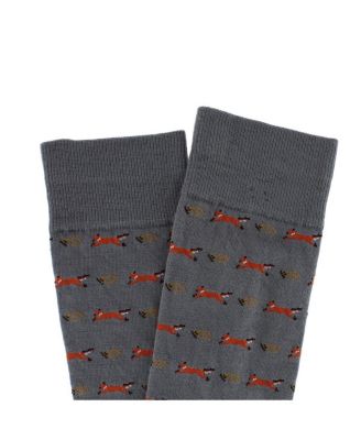 Men's The Hunt Is On Mid-Calf Fox Noevlty Pima Cotton Dress Sock (1 Pair)