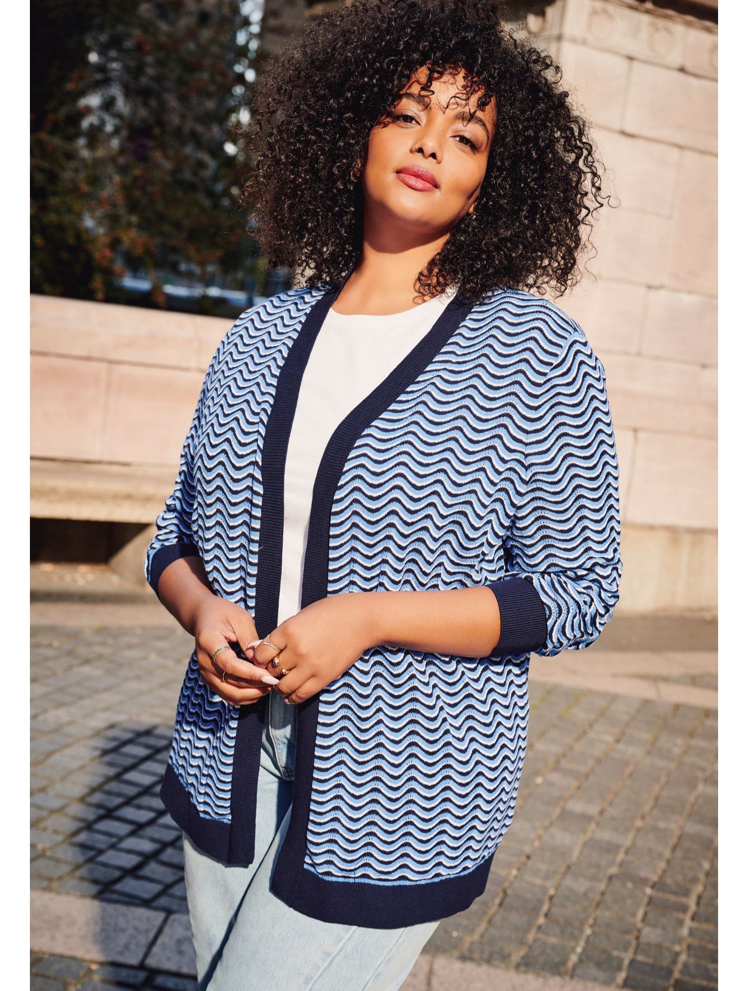 Women's Plus Size Poet Sleeve Open Cardigan Sweater