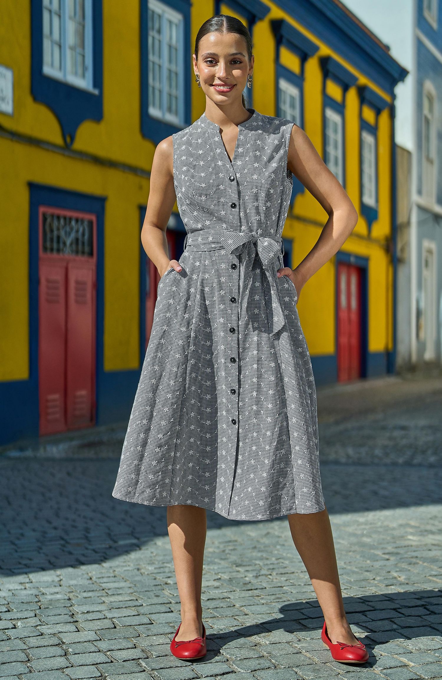 Women's Broderie Embroidered Shirt Dress