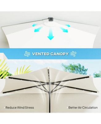 Small Vented Half Patio Umbrella,Half Outdoor Patio Umbrella,with Crank 8 Ribs for Outdoor