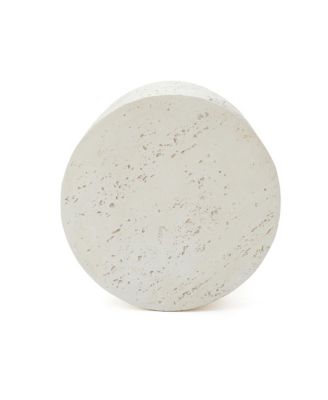 Distressed Round Spiral Outdoor Side Table, 19” MgO Patio Accent