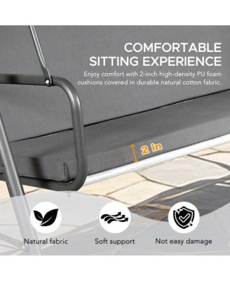 2-Seat Patio Metal Proch Swing With Adjustable Canopy