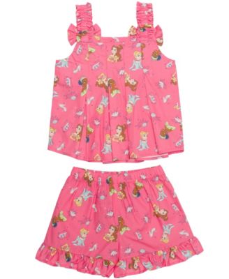 Girls' 2T-6X Square Neck and Elastic Shorts, 2-Piece Set